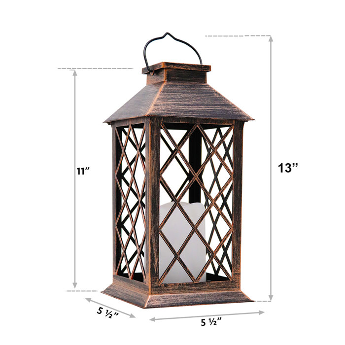 Abble Inc. 13" Solar Powered Outdoor Lantern with Electric Candle